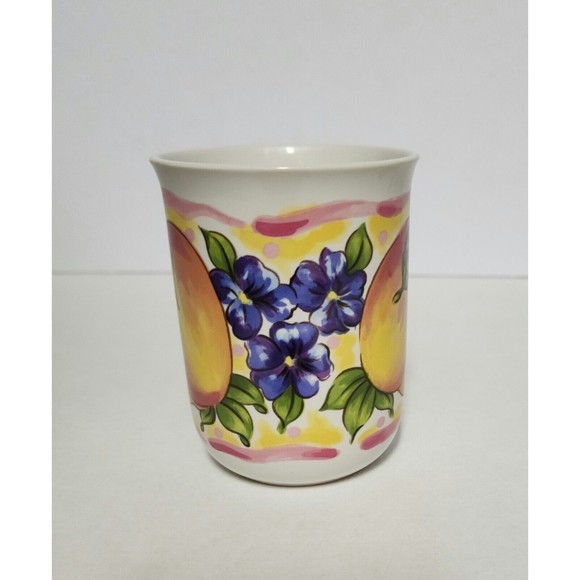 Vintage 1995 Potpourri Designs Message Mug Trivet Box Peaches J. Burns Peeples - Picture 6 of 16